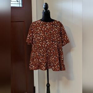 "Emery Rose" 0X Peplum Ruffle Blouse